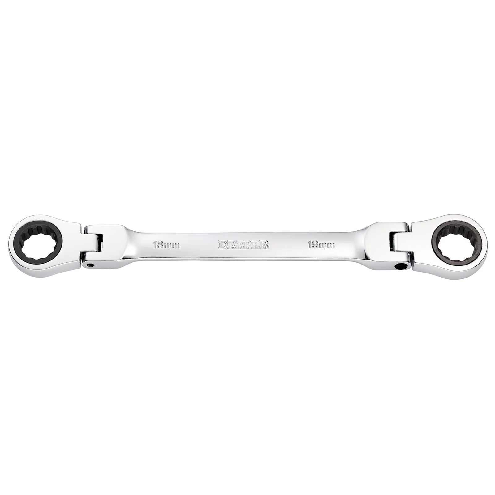 Draper HI-TORQ® Metric Flexible Head Double Ring Ratchet Spanner, 18 x 19mm
