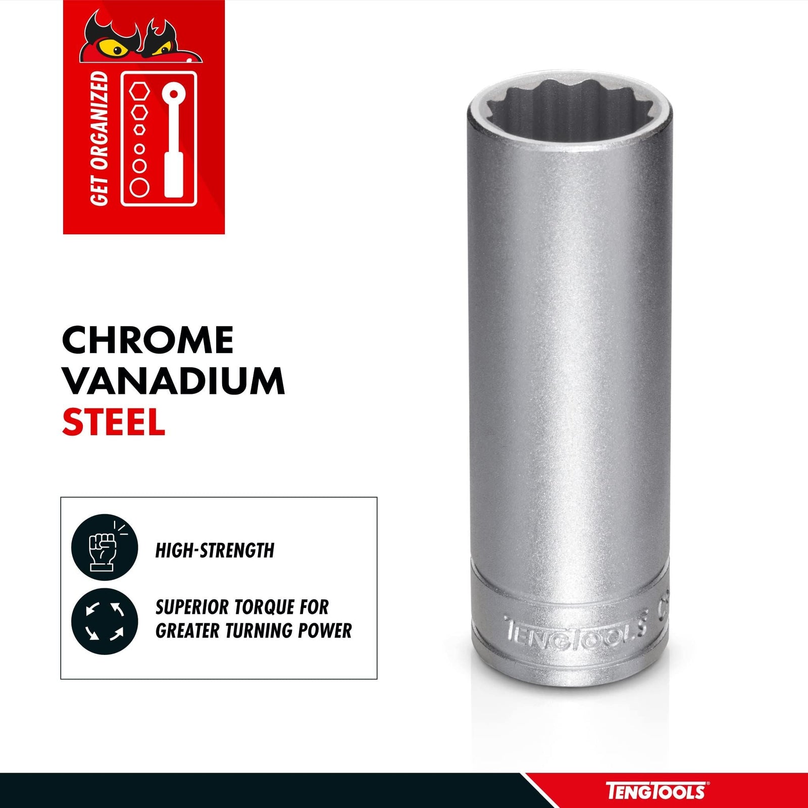 Teng Tools 3/8" Deep Socket 12 pt AF 1/2"