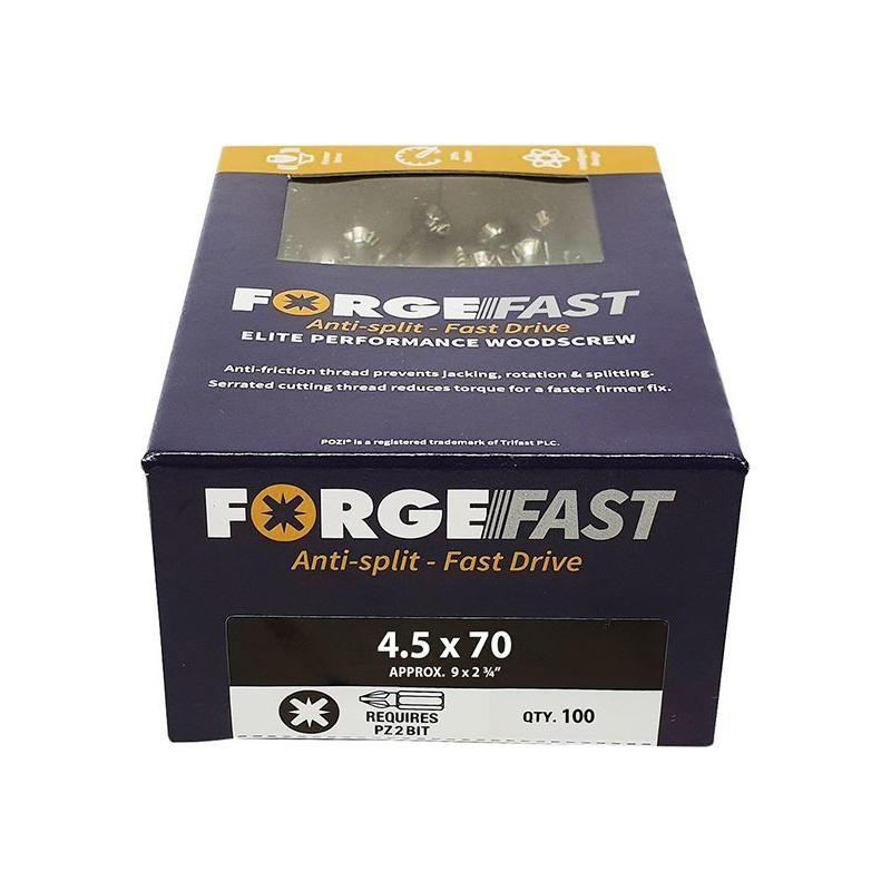 Forgefix ForgeFast Pozi Compatible Elite Performance Wood Screw ZY 4.5 x 70 mm Box 100