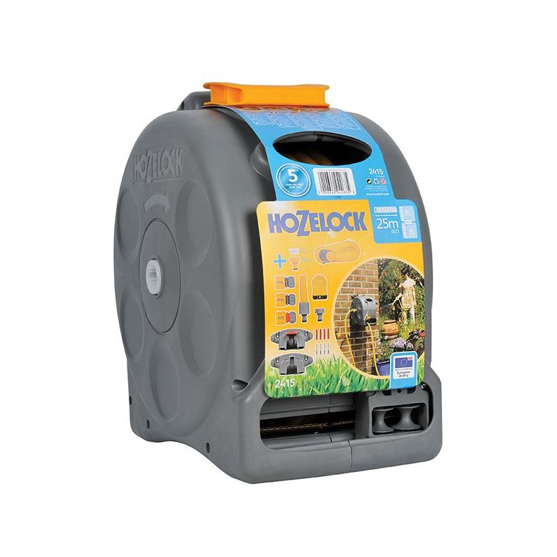 Hozelock 2415 25m 2-in-1 Compact Hose Reel + 25m of Starter Hose