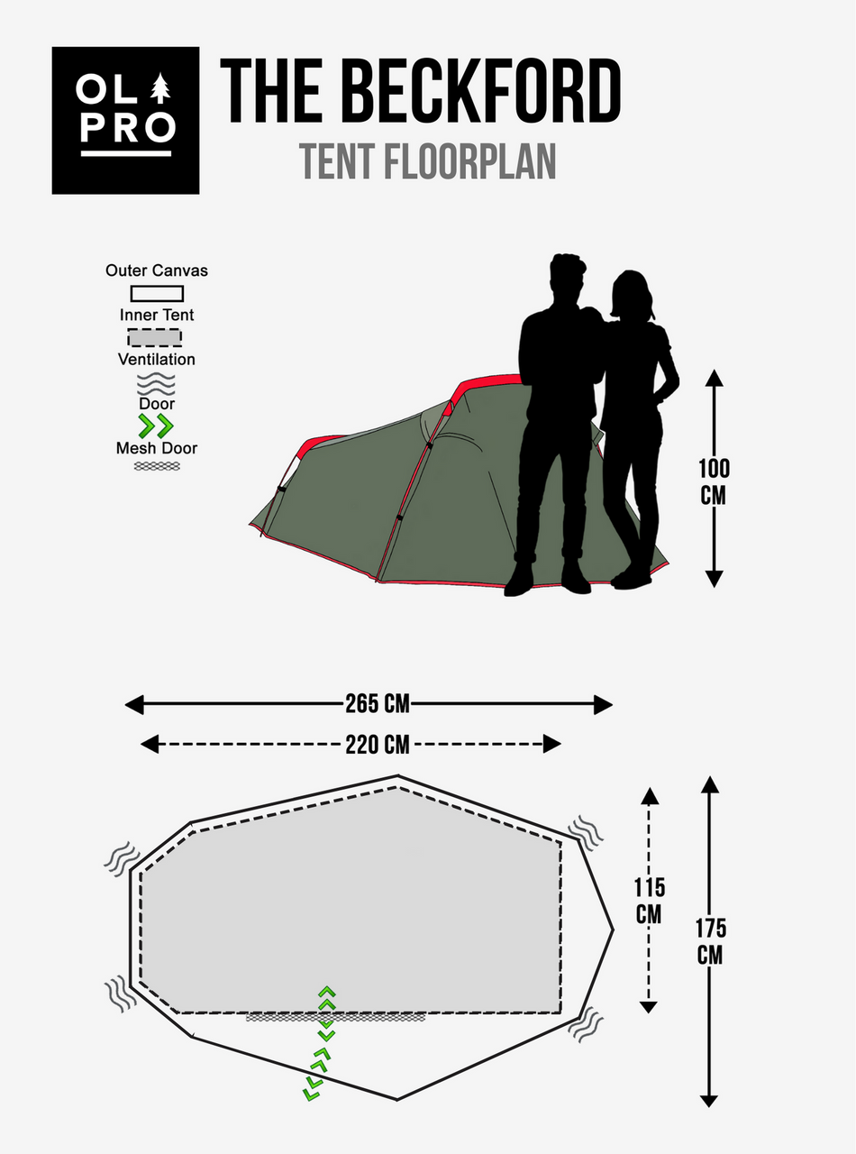 Olpro  Beckford Lightweight 2 Person Tent (Ripstop) (Ex Voyager)