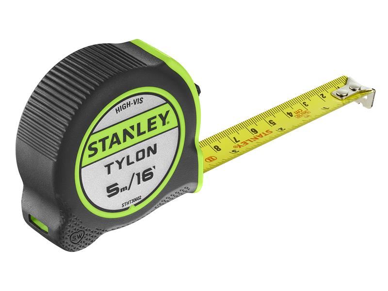 STANLEY Hand Tools Hi-Vis Tylon Tape Measure 5m (16ft) (Width 25mm)