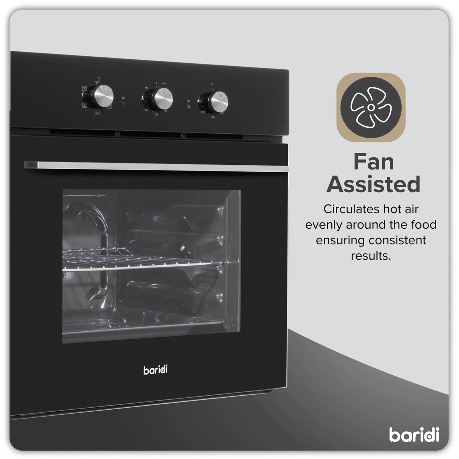 Baridi Built-In Oven DH110 55L Capacity Fan Assisted - Black