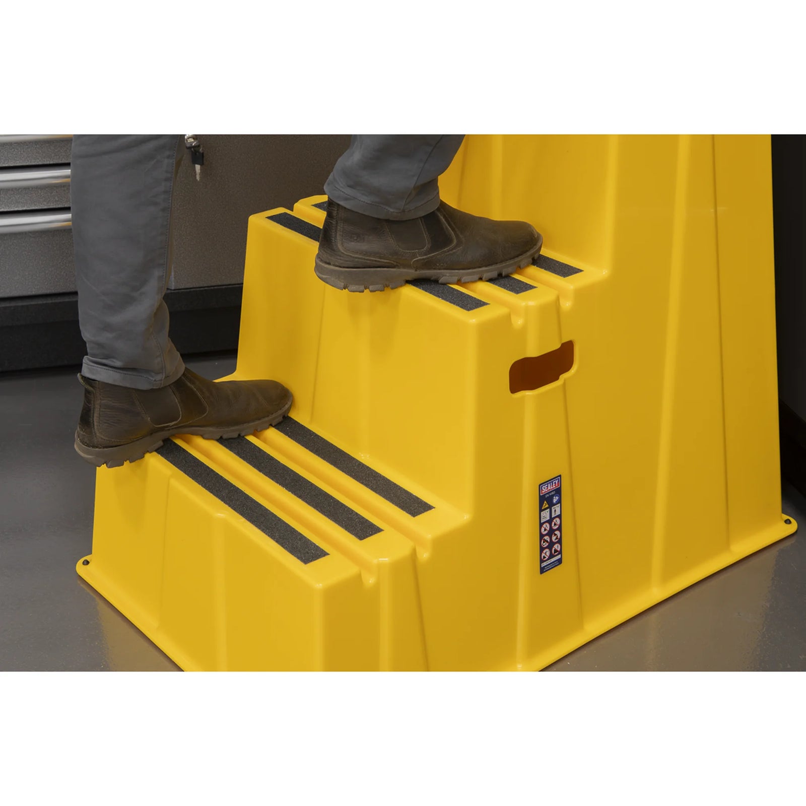 Sealey Heavy-Duty 3-Step Safety Steps 150kg Capacity Yellow