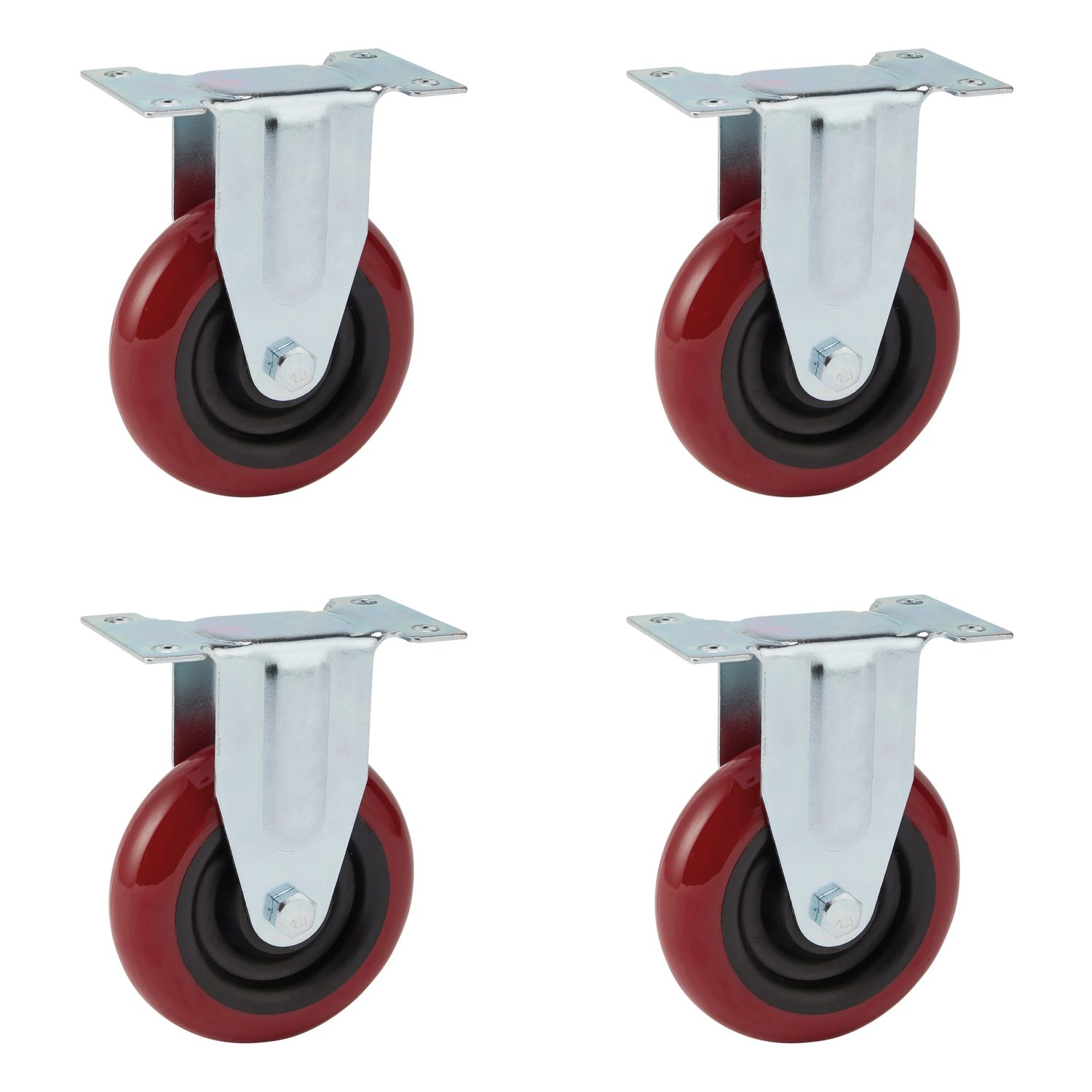 Draper Fixed Plate Fixing Polyurethane Wheel, 100mm Diameter, S.W.L. 125kg