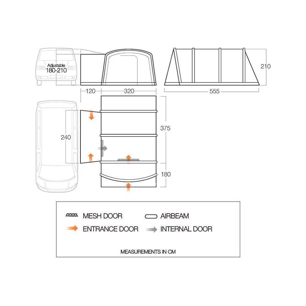 Vango Galli CC II Air Low Drive Away Awning  (180 - 210cm) Campervan