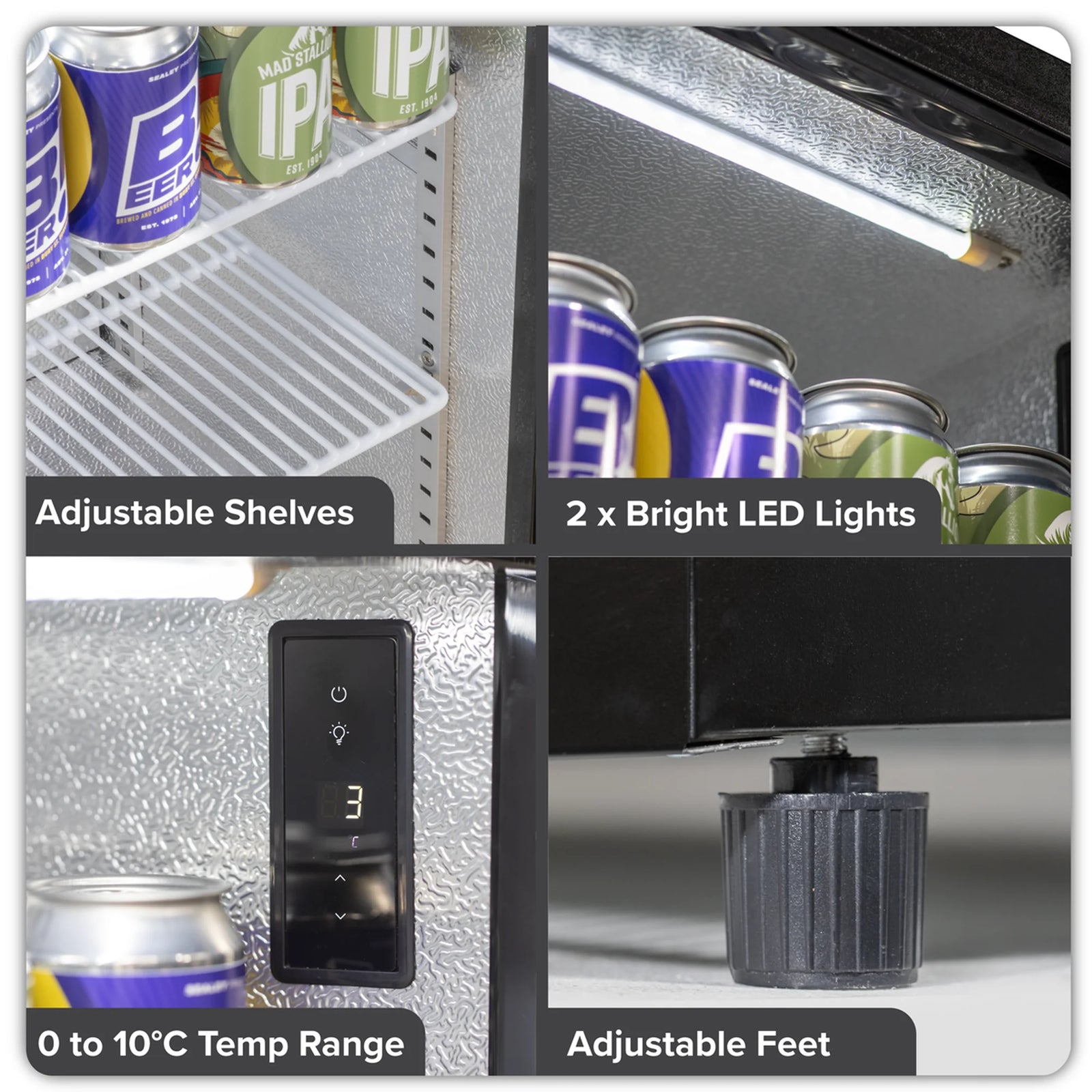 Baridi Back Bar Drinks Fridge DH272 190L Capacity - Black