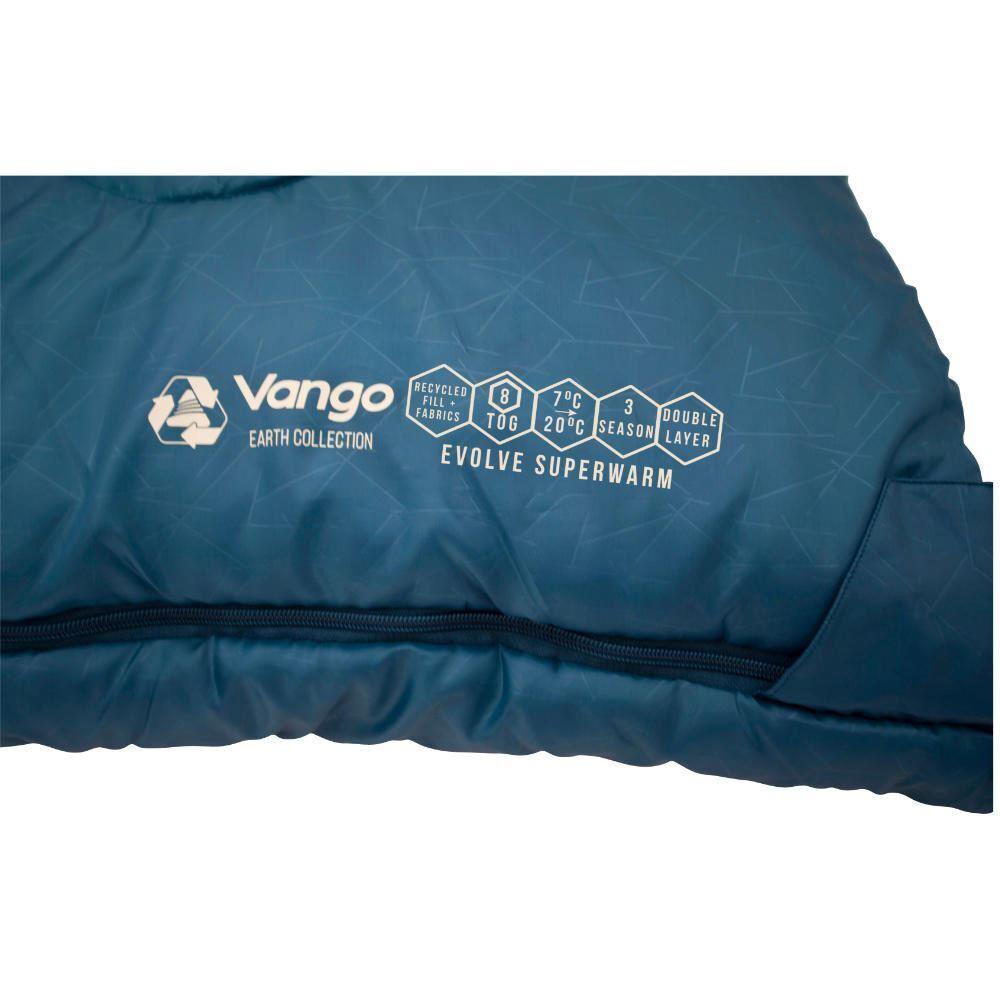 Vango Evolve Superwarm Single Sleeping Bag Moroccan Blue Camping 8 Tog