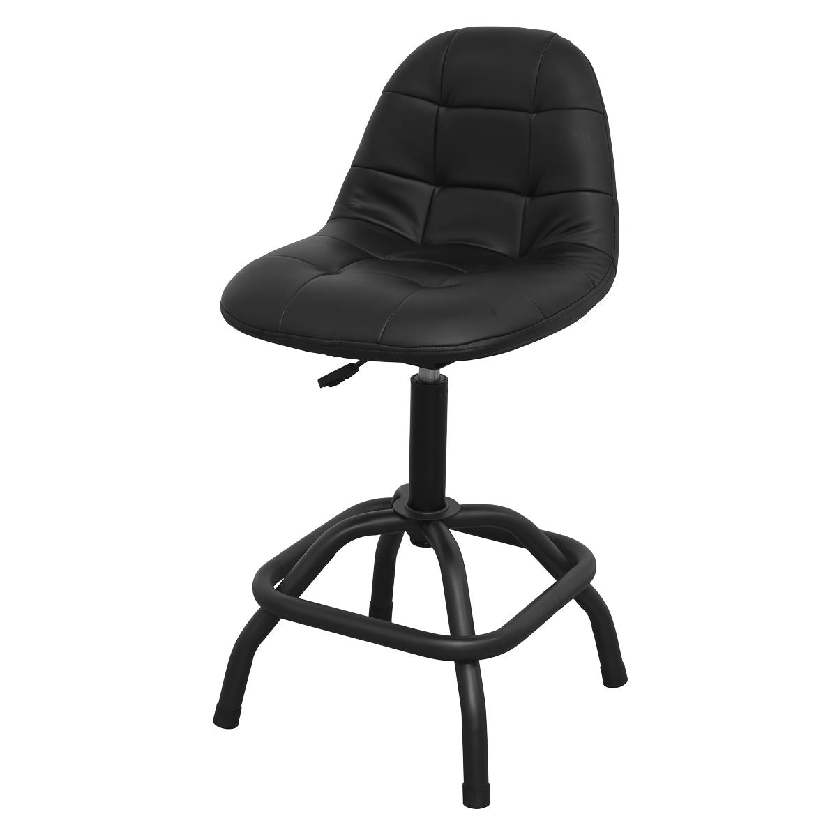 Sealey Workshop Stool Pneumatic with Adjustable Height Swivel Seat & Back Rest