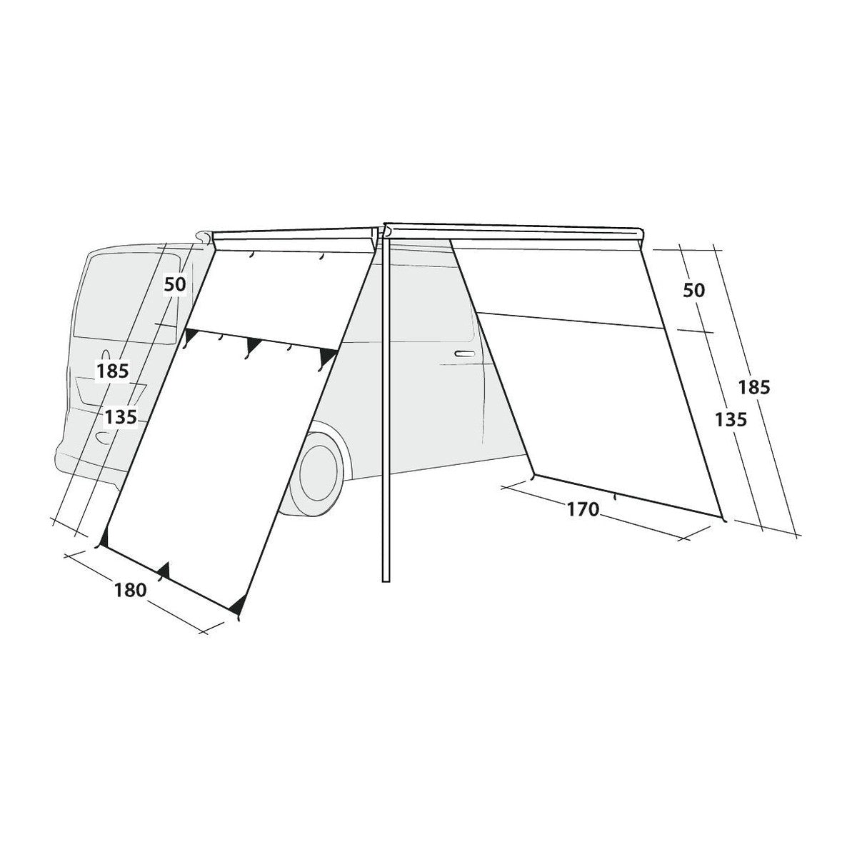 Outwell Fallcrest Side Panel Set Campervan Cassette Awning Sides
