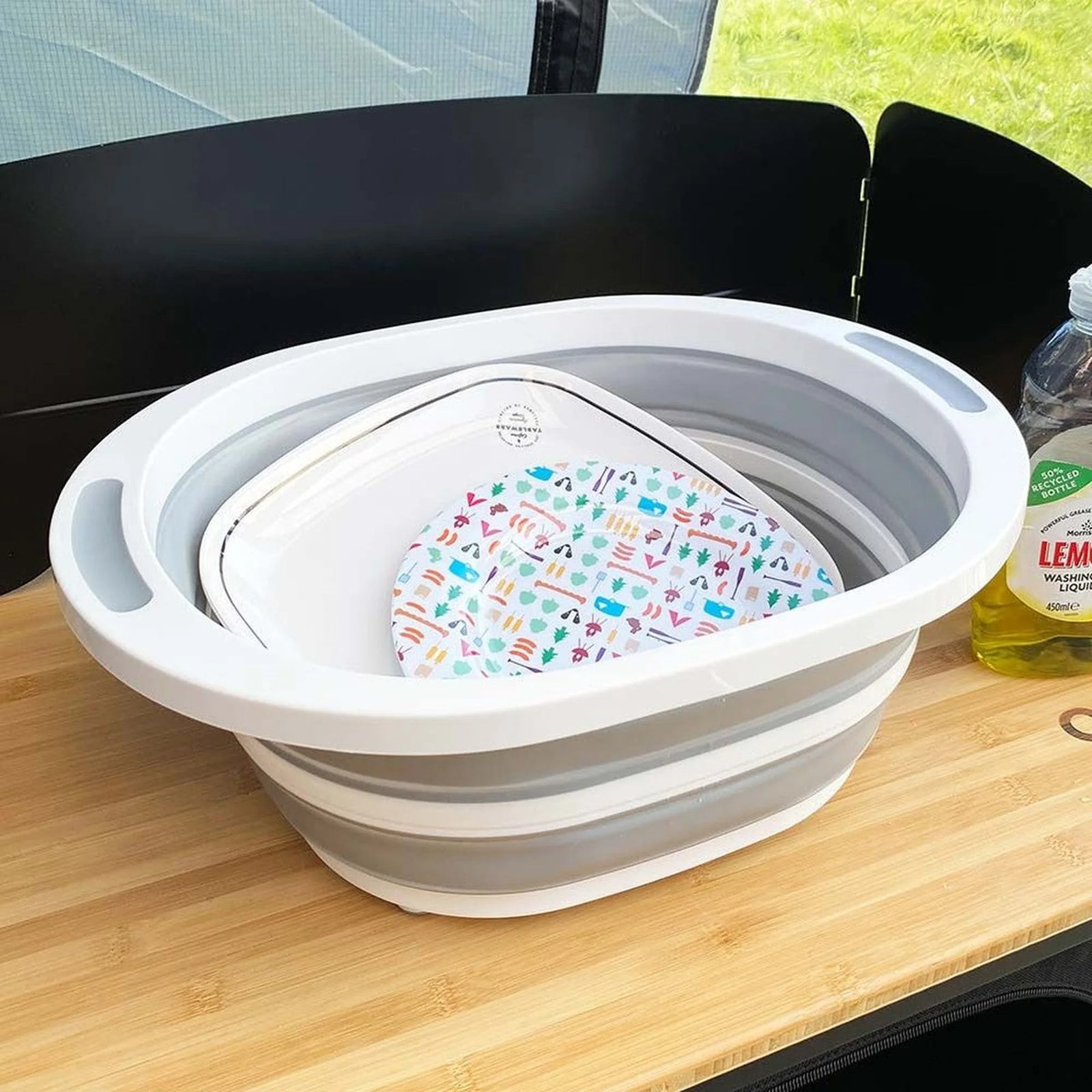 Olpro Collapsible Silicone Folding Bowl with Cutting Board