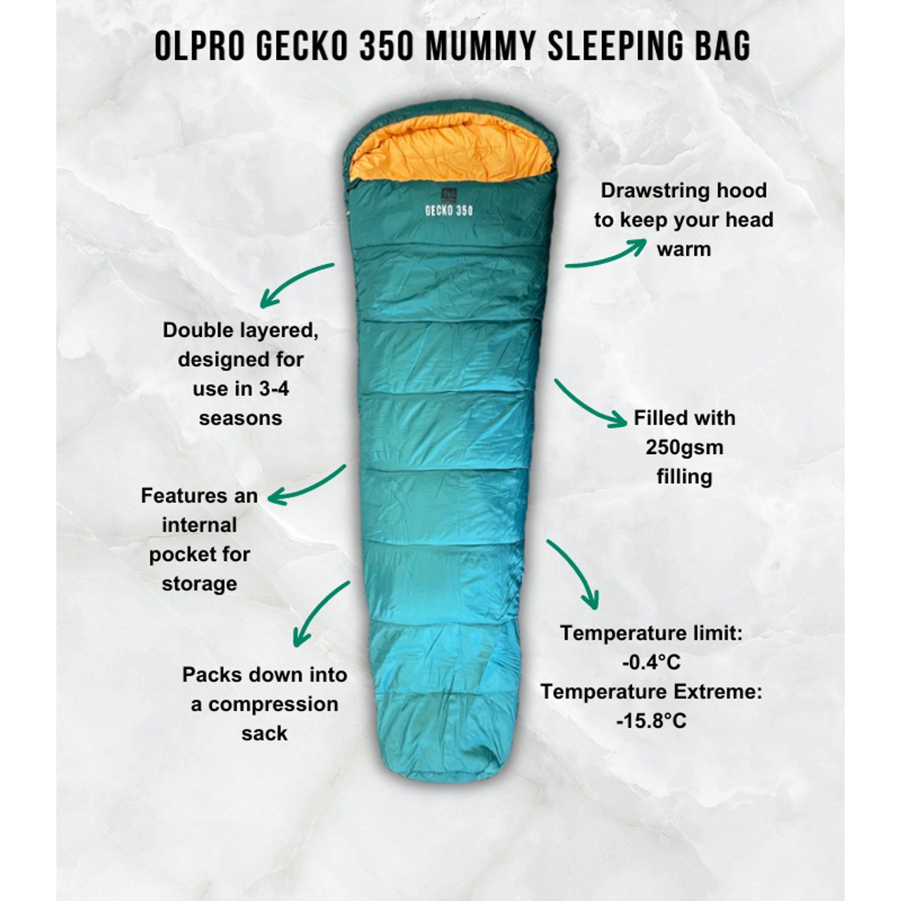 Olpro Geko 350 Mummy Sleeping Bag