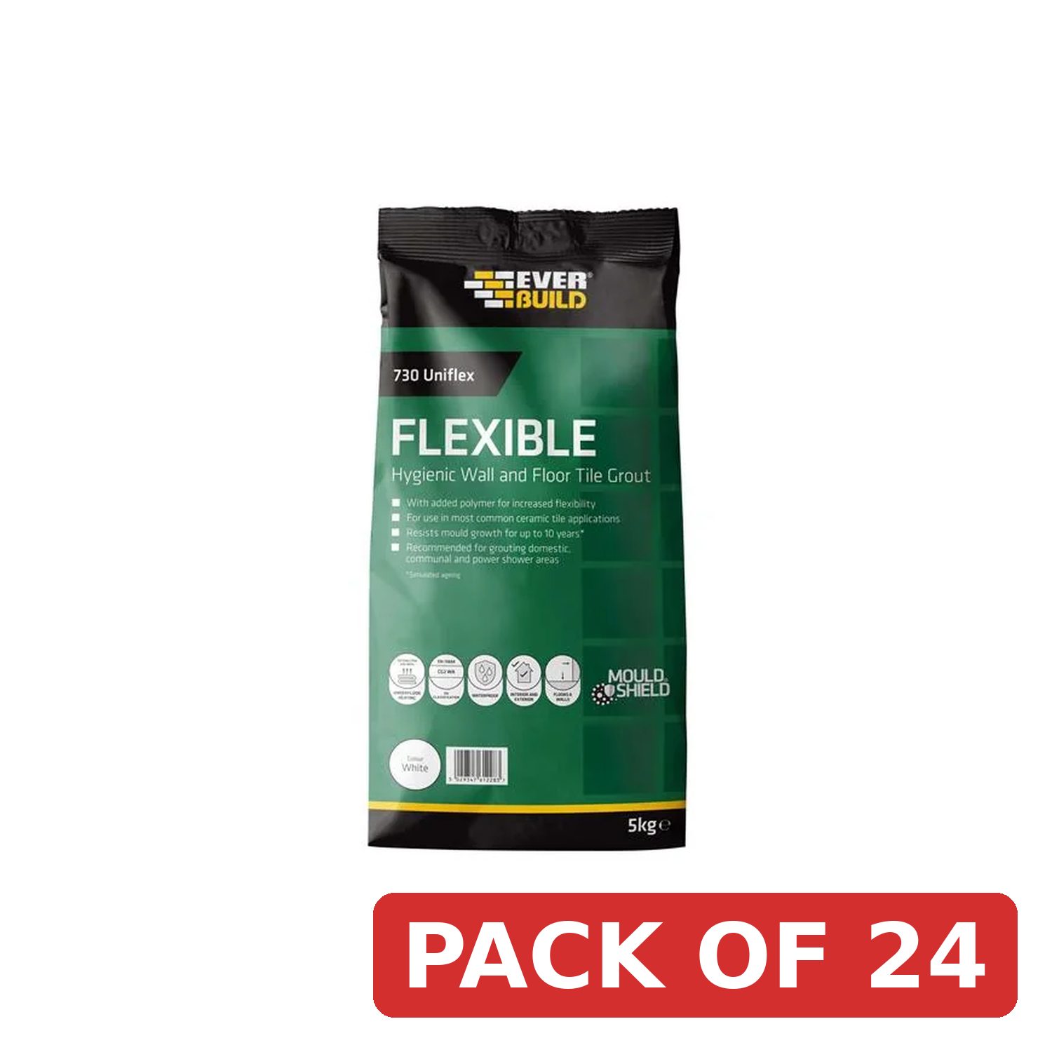 Everbuild Sika 730 Uniflex Hygienic Tile Grout White 5kg - 486468