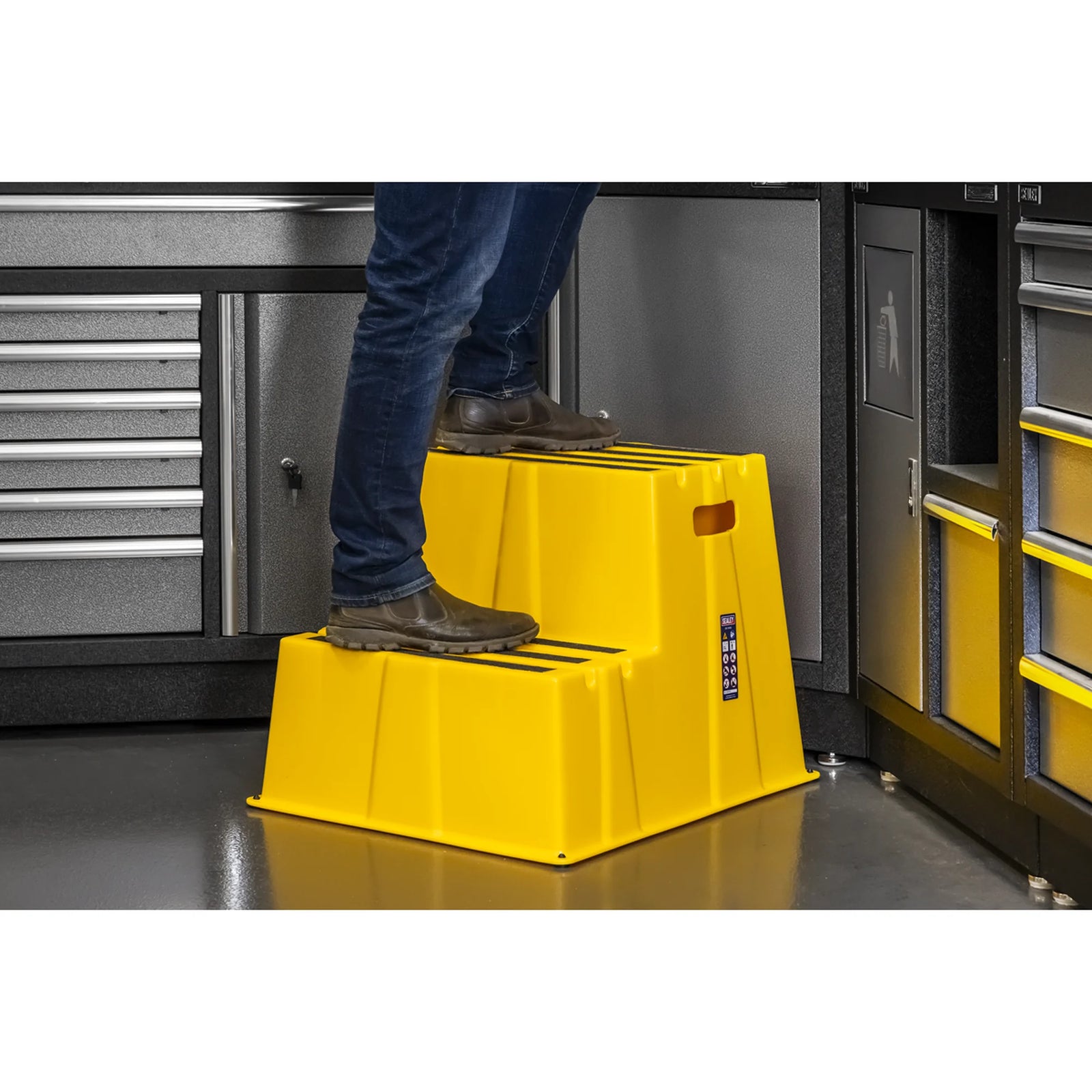 Sealey Heavy-Duty 2-Step Safety Steps 150kg Capacity, Yellow