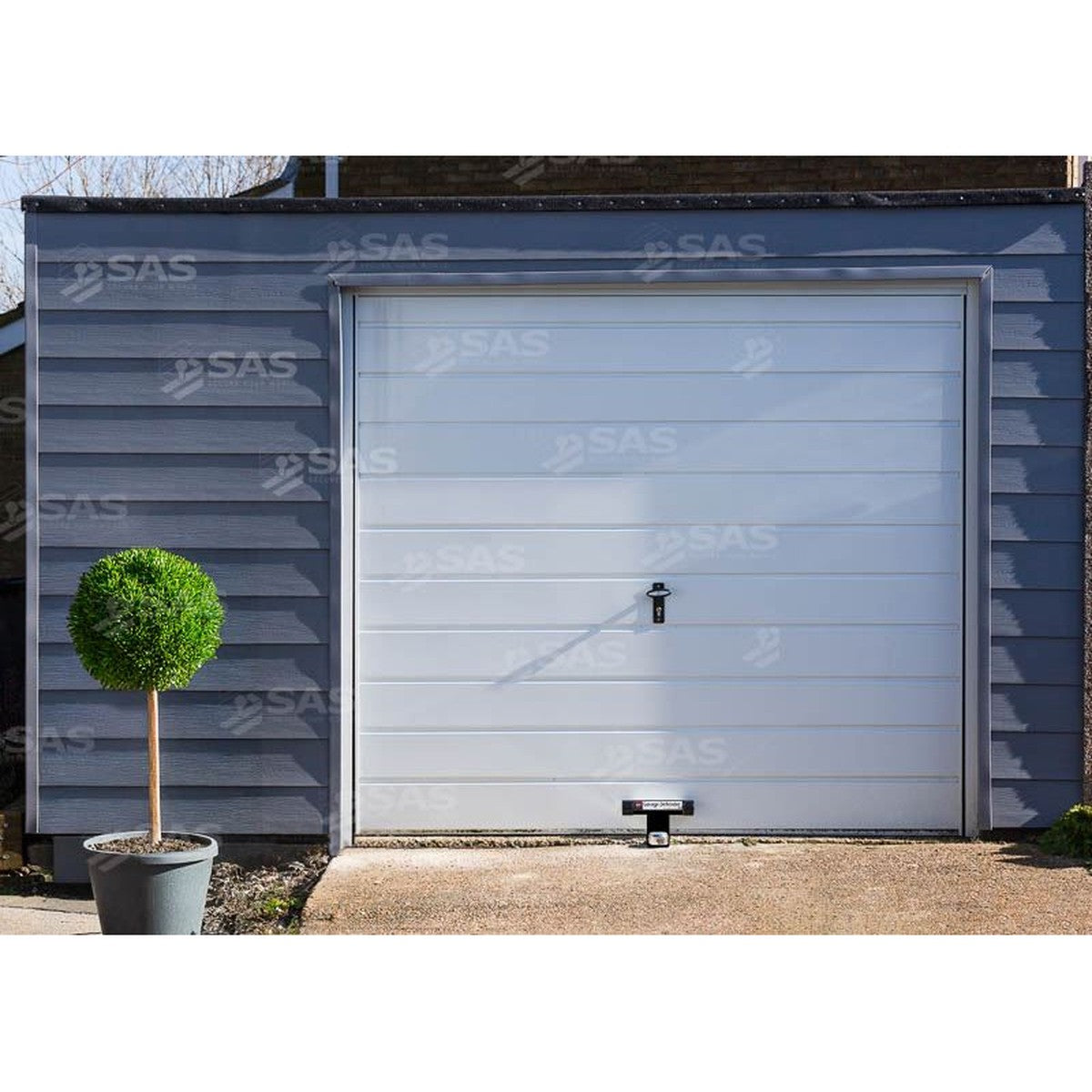 SAS Garage Defender Master and Padlock Bolt Down / White / Lock Keyed Alike