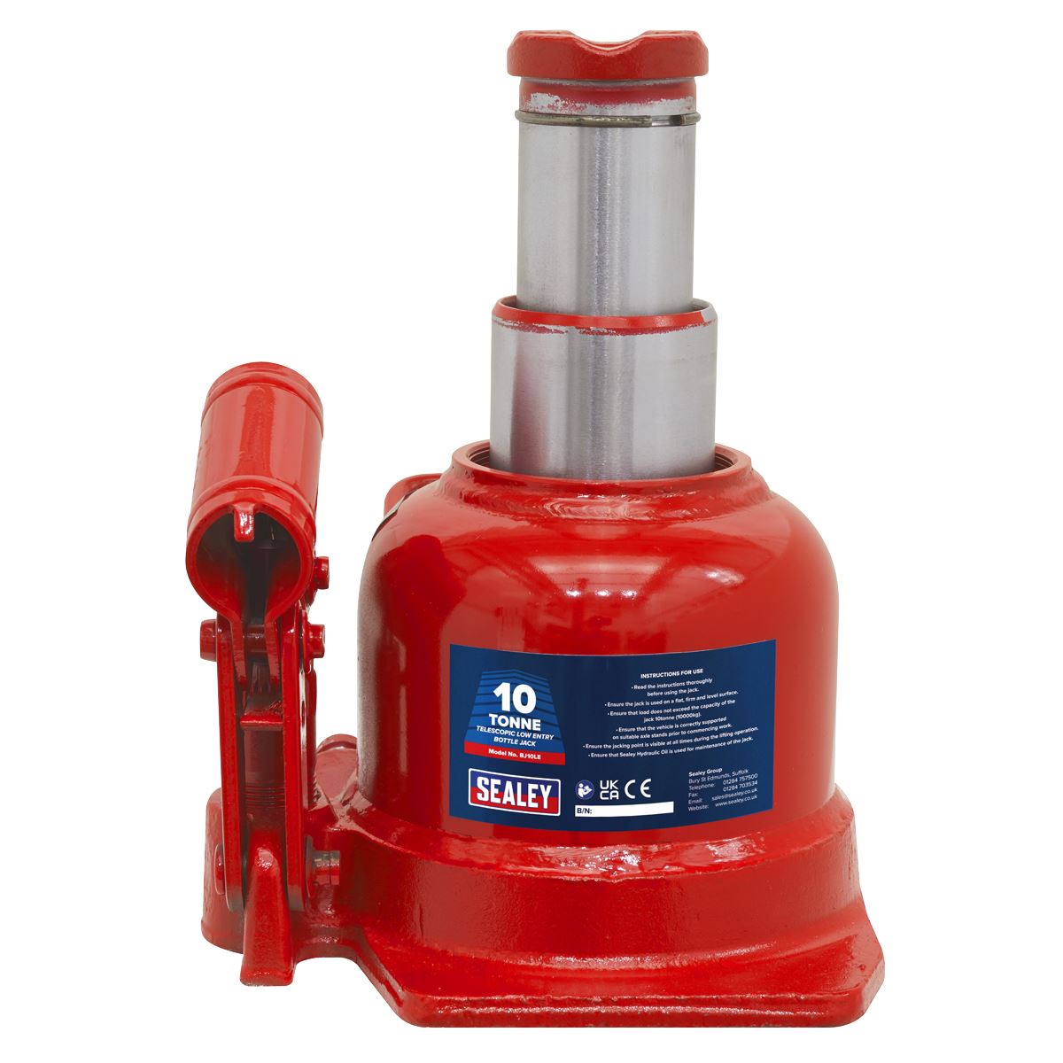 Sealey Bottle Jack 10tonne Low Entry Telescopic BJ10LE