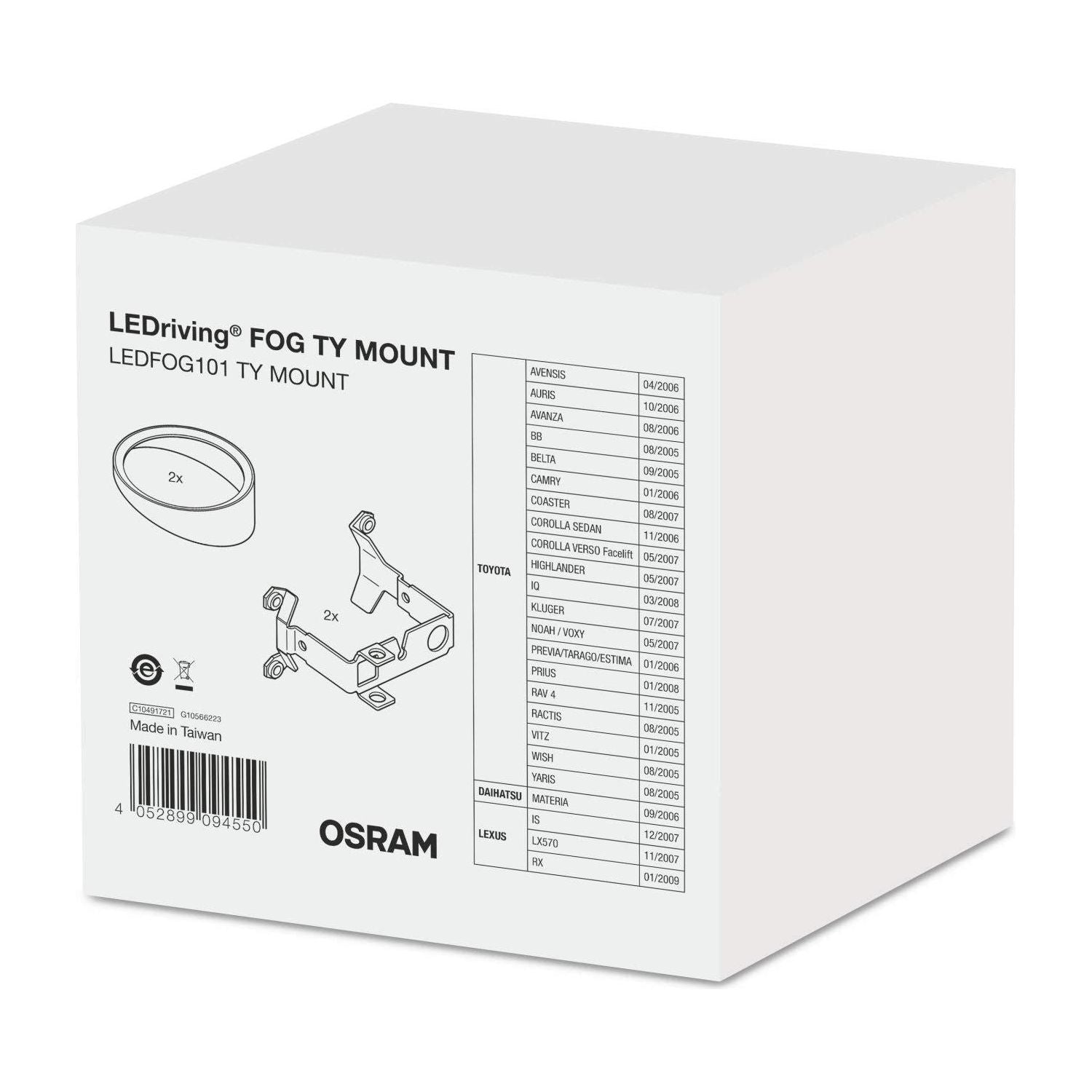 Osram LEDriving FOG additional mounting for Toyota models, LEDFOG101-TY-M, brack