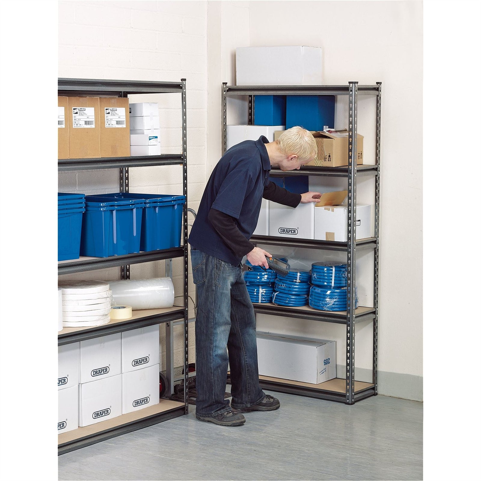 Draper Heavy Duty Steel Shelving Unit, 5 Shelves, L920 x W305 x H1830mm 21659