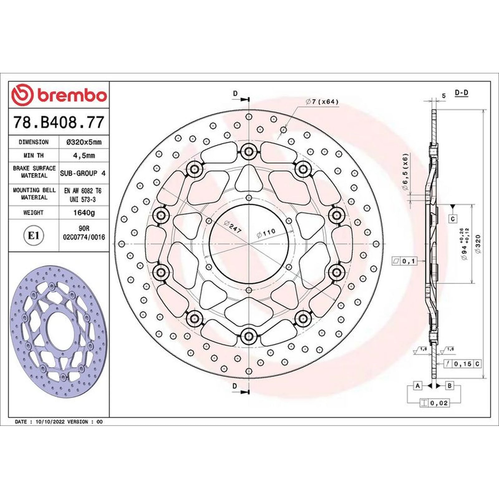 Brembo 2 x Floating Front Brake Disc Brake Discs 78B40877
