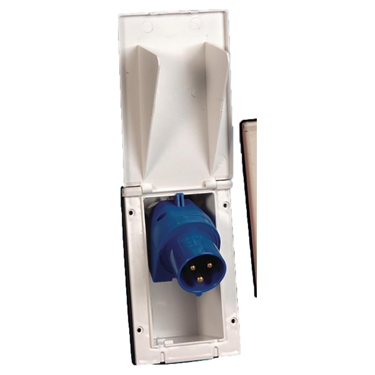 Mains Hook Up Inlet Socket White for Motorhome, Caravan, Camper, Boat PO114