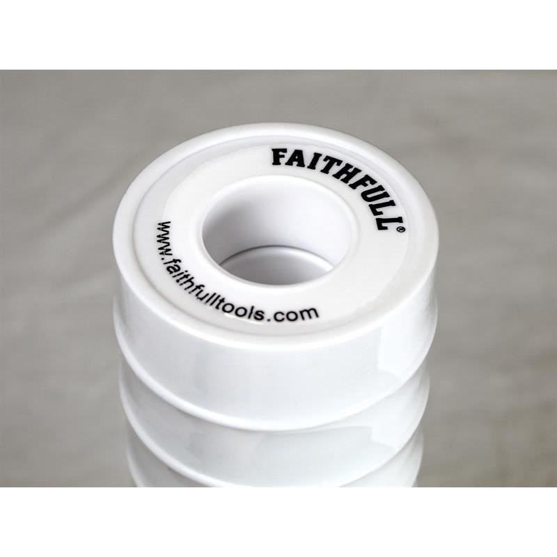 Faithfull P.T.F.E Tape 12mm x 12m White (Pack 10)