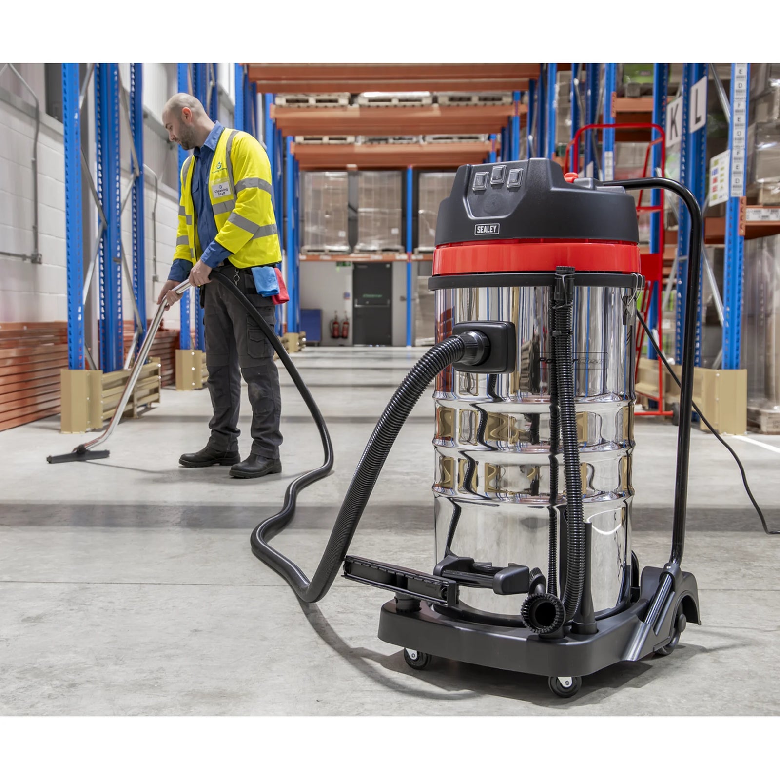 Sealey Vacuum Cleaner Wet & Dry 100L 3000W Stainless Steel Drum