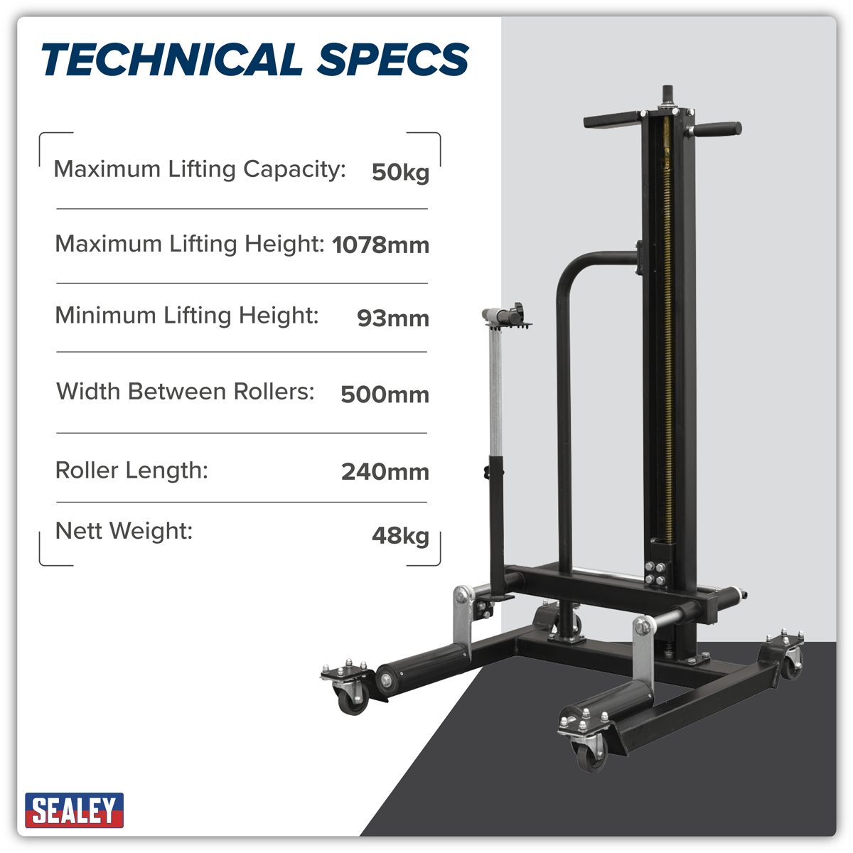 Sealey Viking Wheel Removal Trolley WD50QLS 50kg Capacity