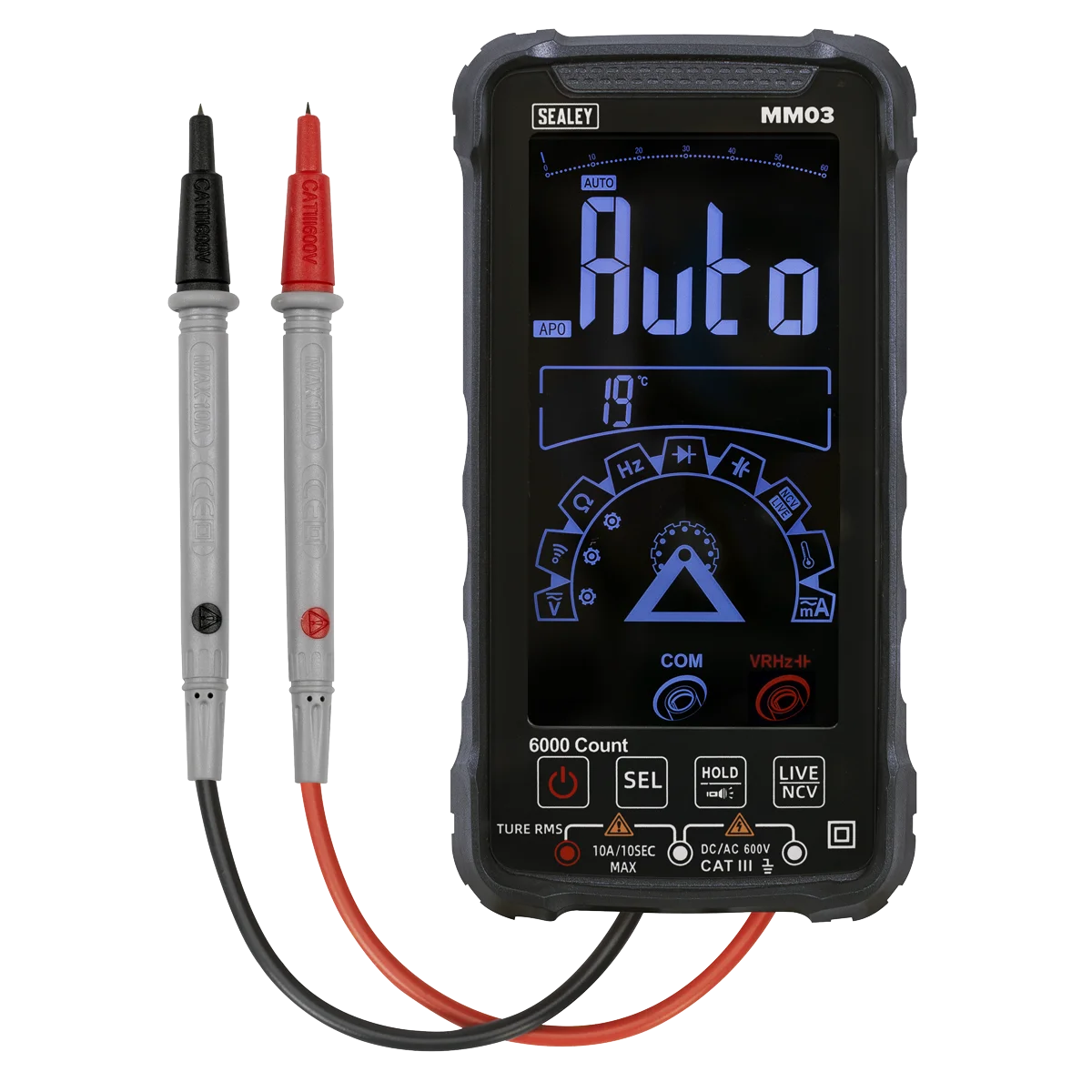 Sealey Multimeter MM03 Touchscreen 10-Function Rechargeable