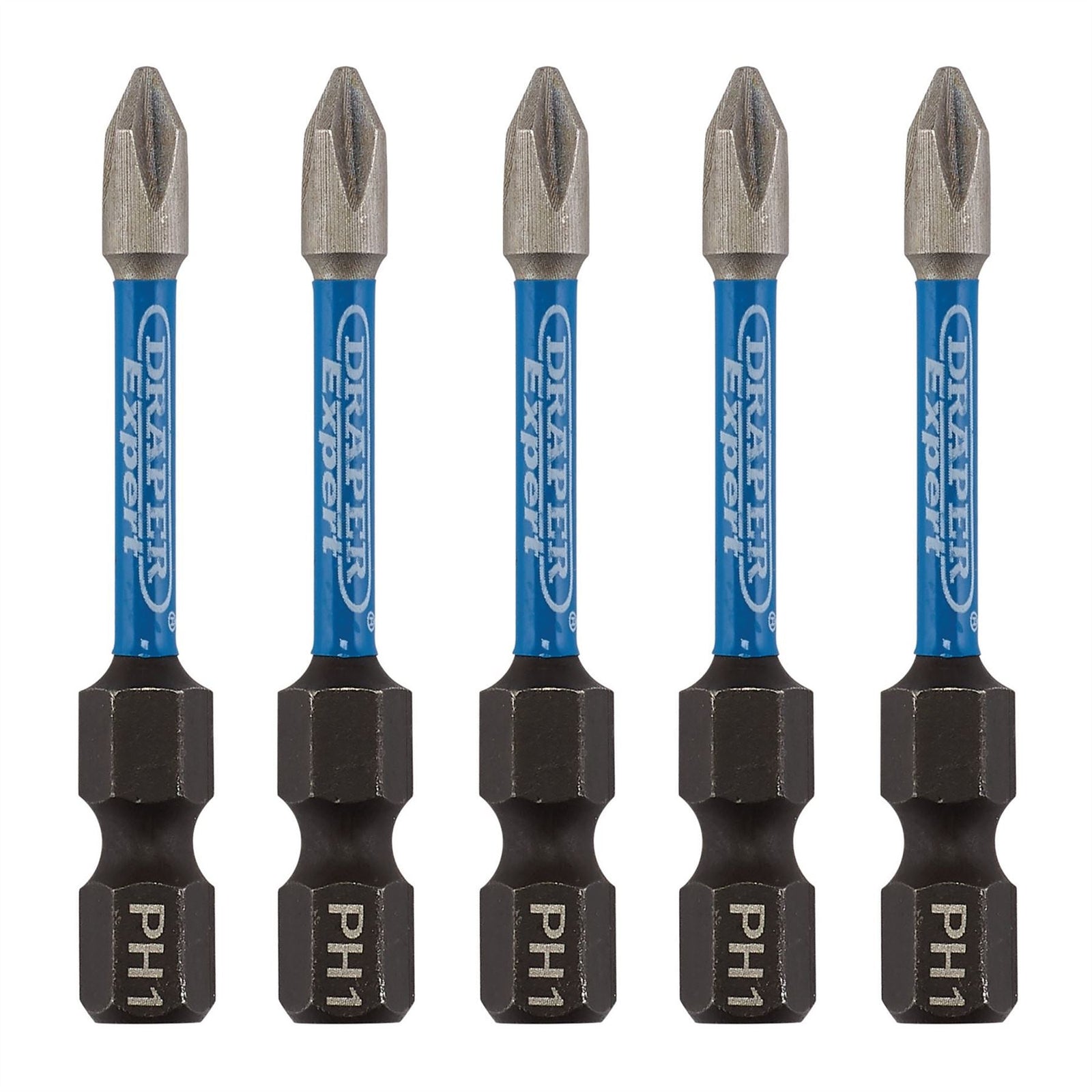 Draper Expert Cross Slot/PH Type Impact Screwdriver Bits, No.1 x 50mm, 1/4" Hex