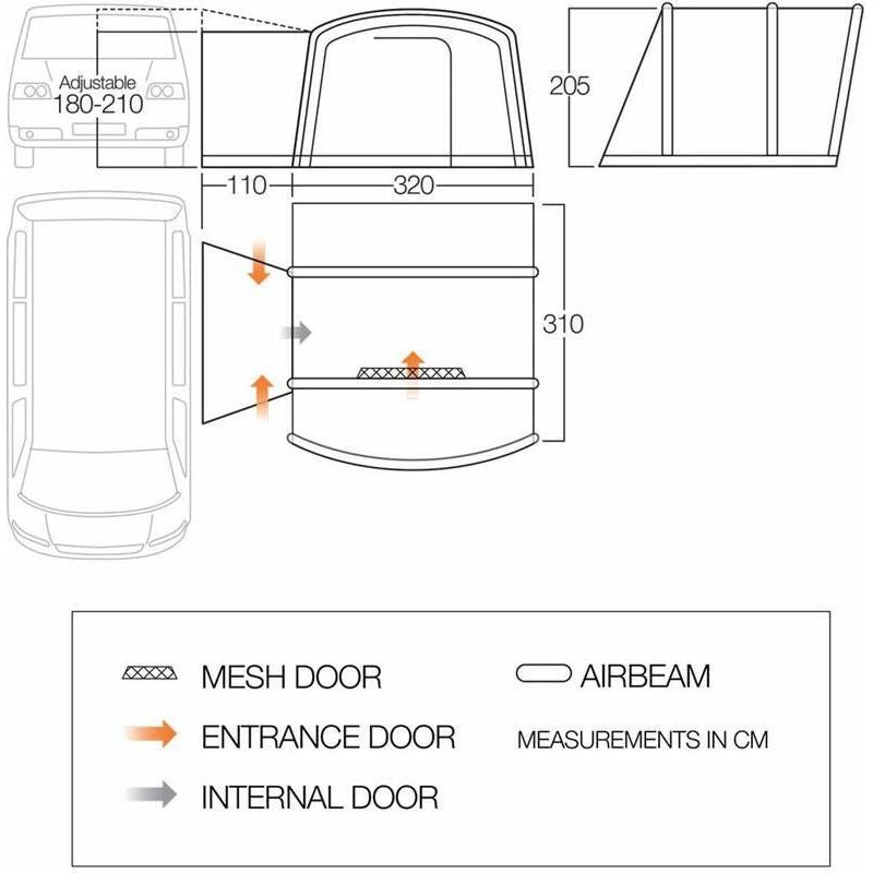 Vango Cove Air TC Low Drive Away Awning  (180 - 210cm) Campervan