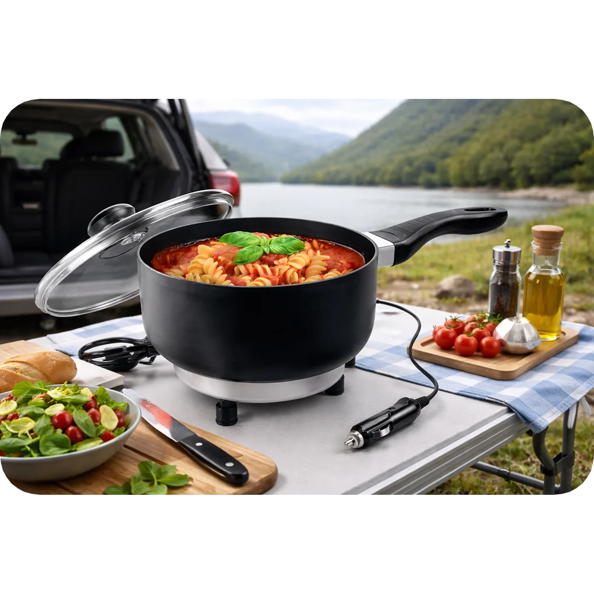 Quest 12V Saucepan with Lid - Portable Cooking Pot