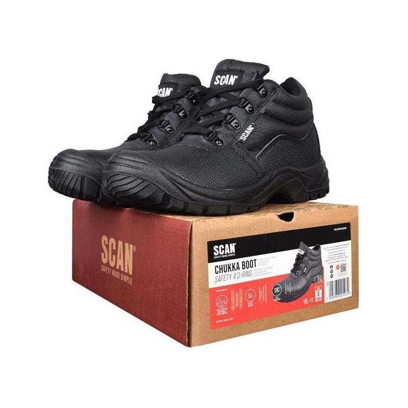 Scan 4 D-Ring Chukka Safety Boots Black UK 10 EUR 44