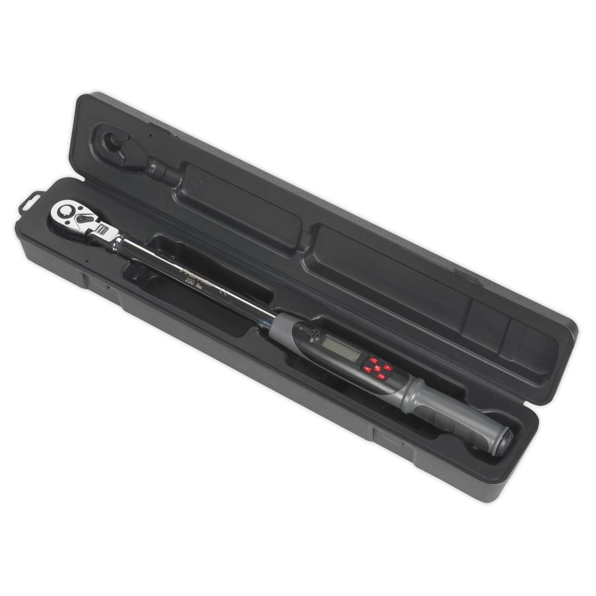 Sealey Angle Torque Wrench Flexi-Head Digital 1/2"Sq Drive 20-200Nm(14.7-147.5lb