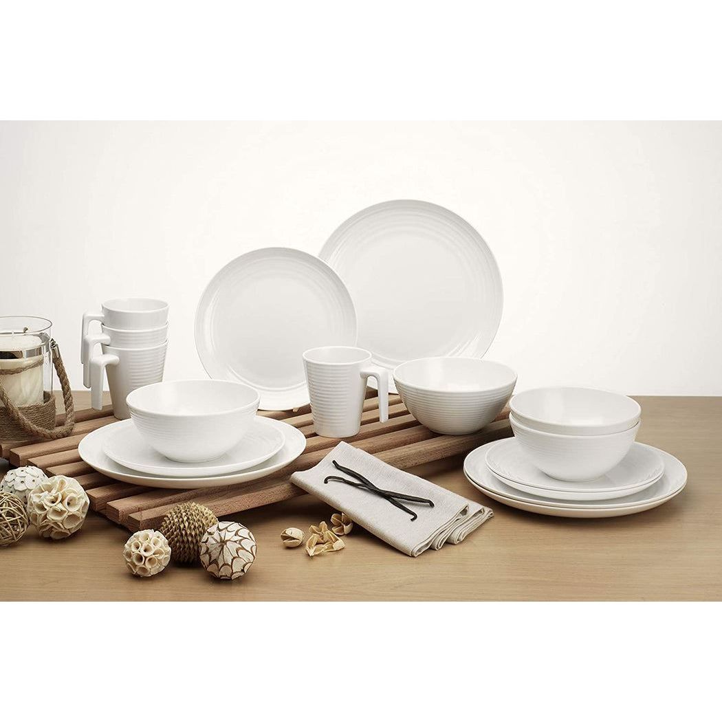 Flamefield Seramika Vanilla 16 Piece Camping Caravan Melamine Dinner Set SB01113