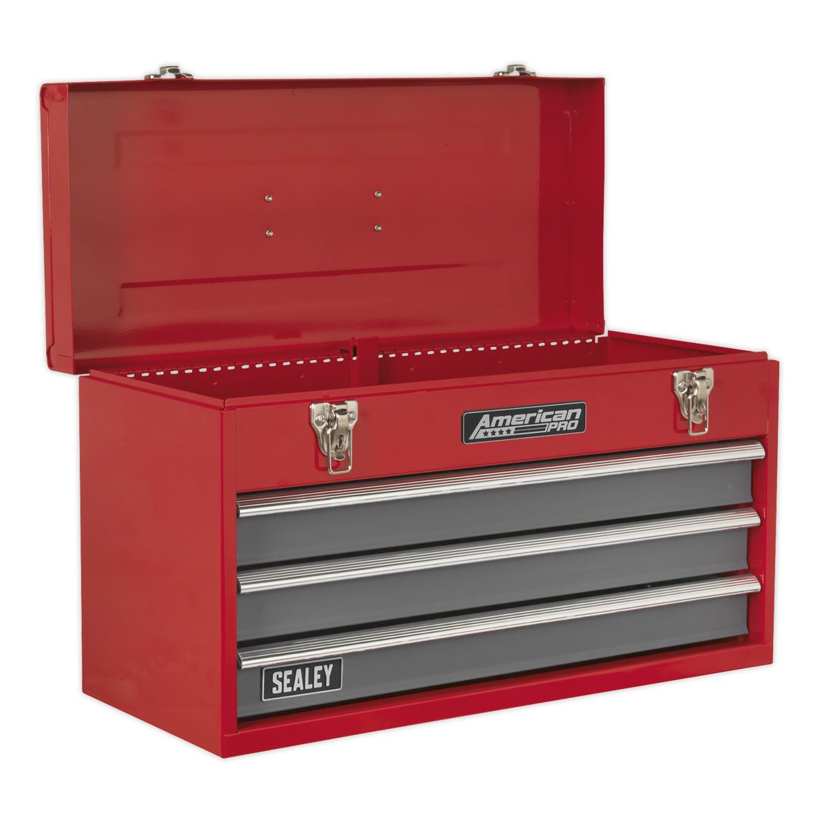 Sealey Portable Tool Chest 3 Drawer with Ball-Bearing Slides Red/Grey & 93pc Too