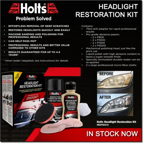 Holts Car Headlight Restoration Kit Restore Clarity & Appearance MOT HREP0031A