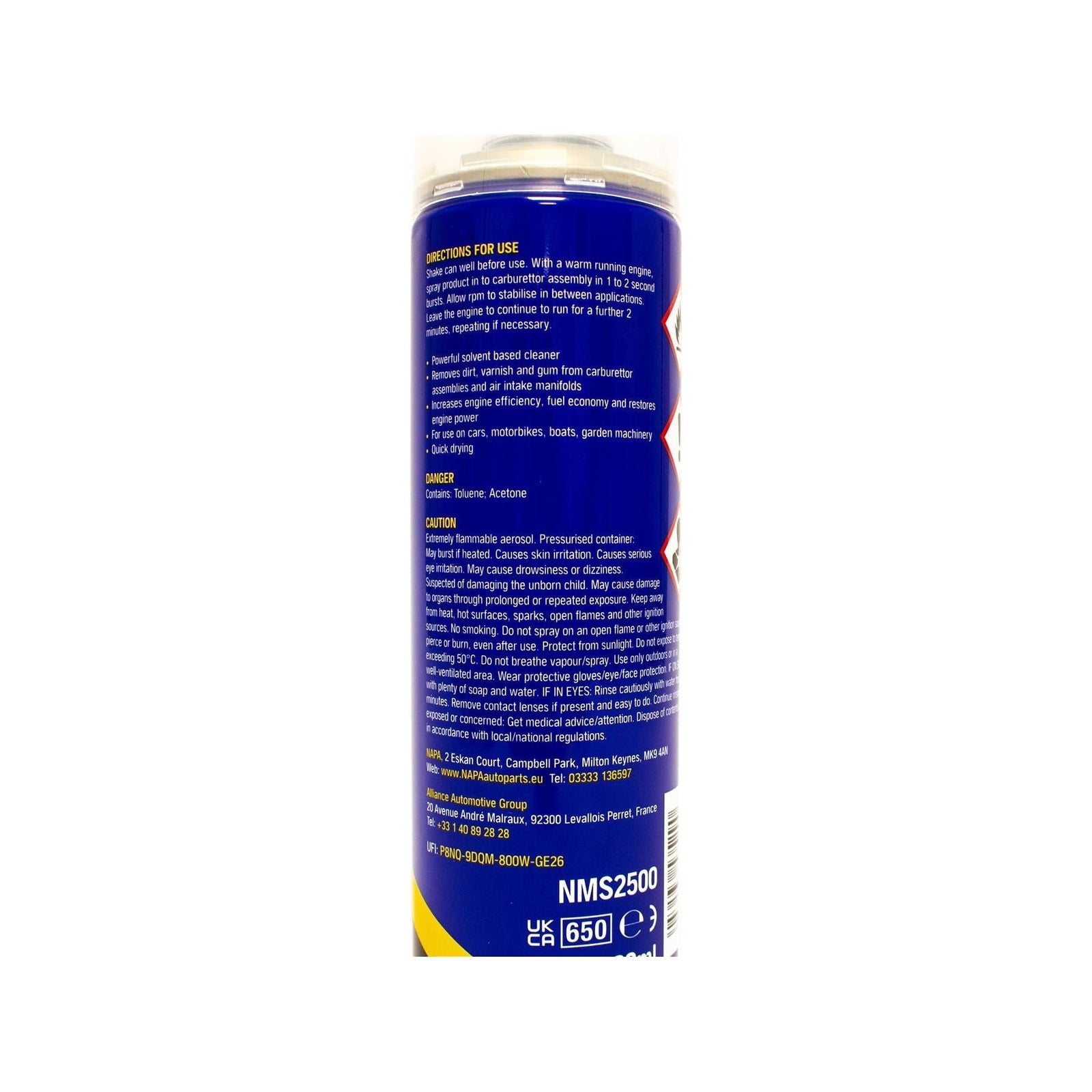 6x NAPA Carb Cleaner Spray Carburettor Intake Spray Cleaner Professional 500Ml