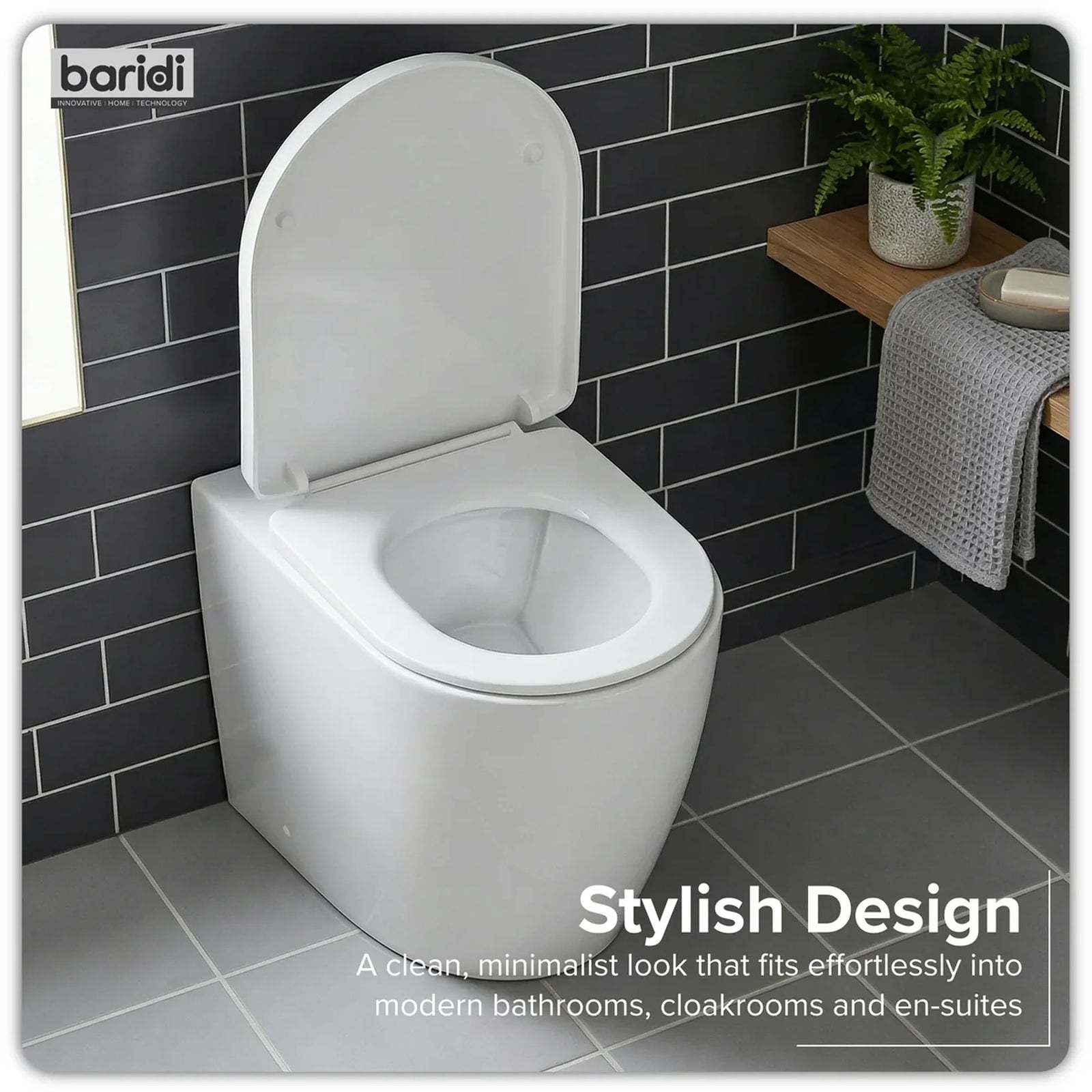 Baridi Back-to-Wall Toilet DH334 with Soft Close Seat