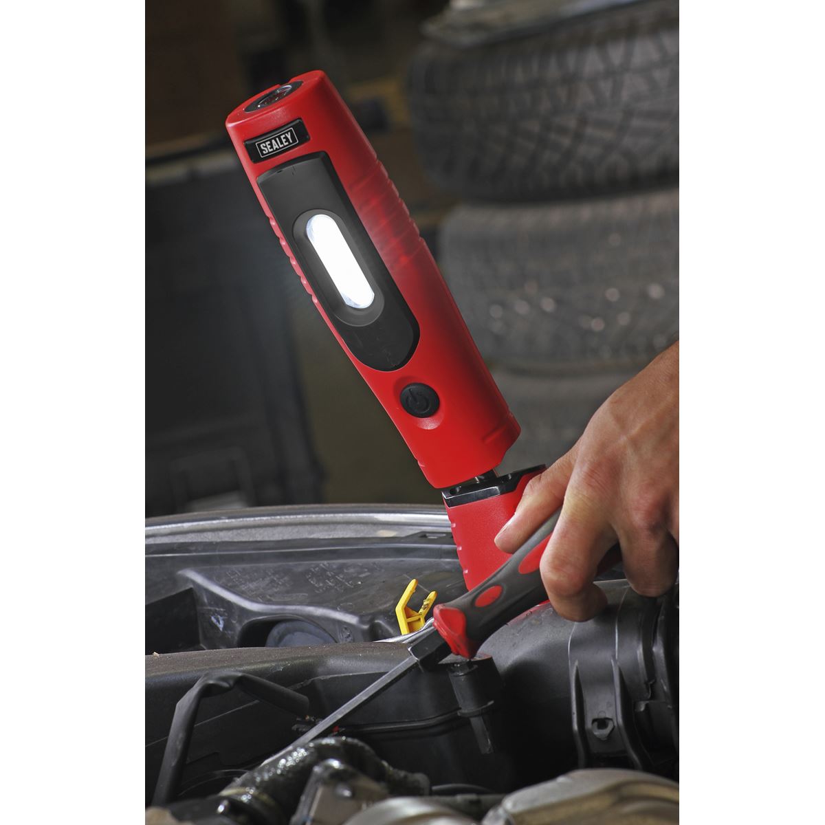 Sealey Red Rechargeable 360° Inspection Lamp 7 SMD+3W LED Lithium-ion
