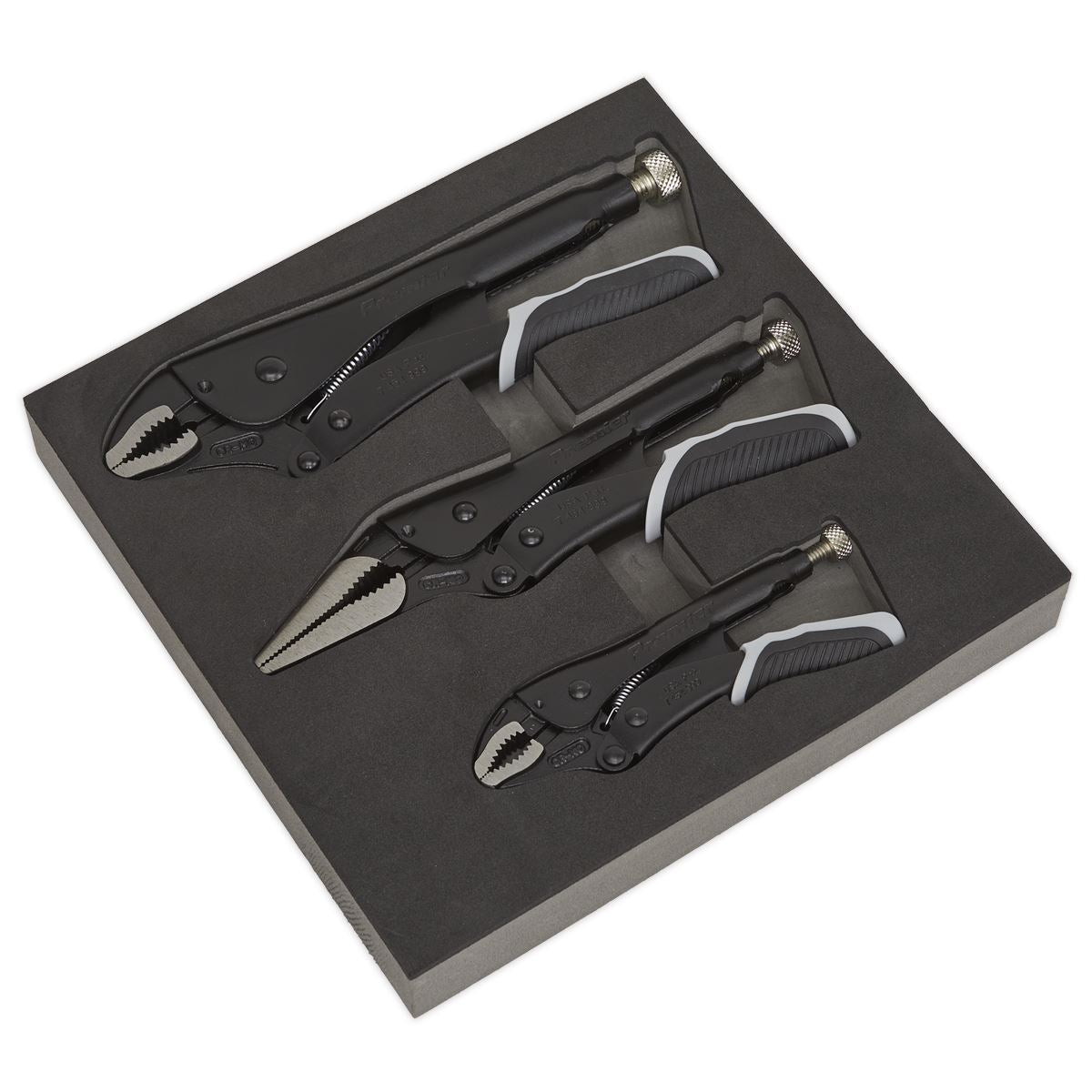 Sealey Premier Black 3pc Quick Release Locking Plier Sets Mole Grips Pliers