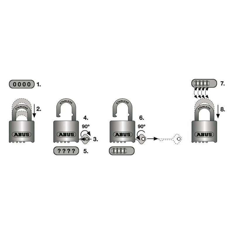 Abus Mechanical 190/60 60mm Heavy-Duty Combination Padlock Closed Shackle (4-Digit) Carded
