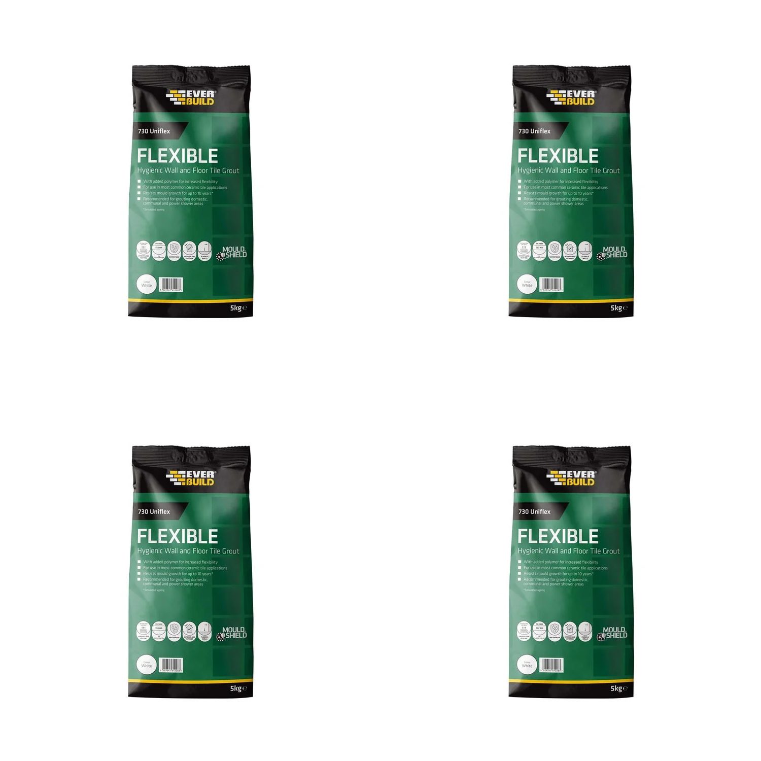 Everbuild Sika 730 Uniflex Hygienic Tile Grout White 5kg - 486468