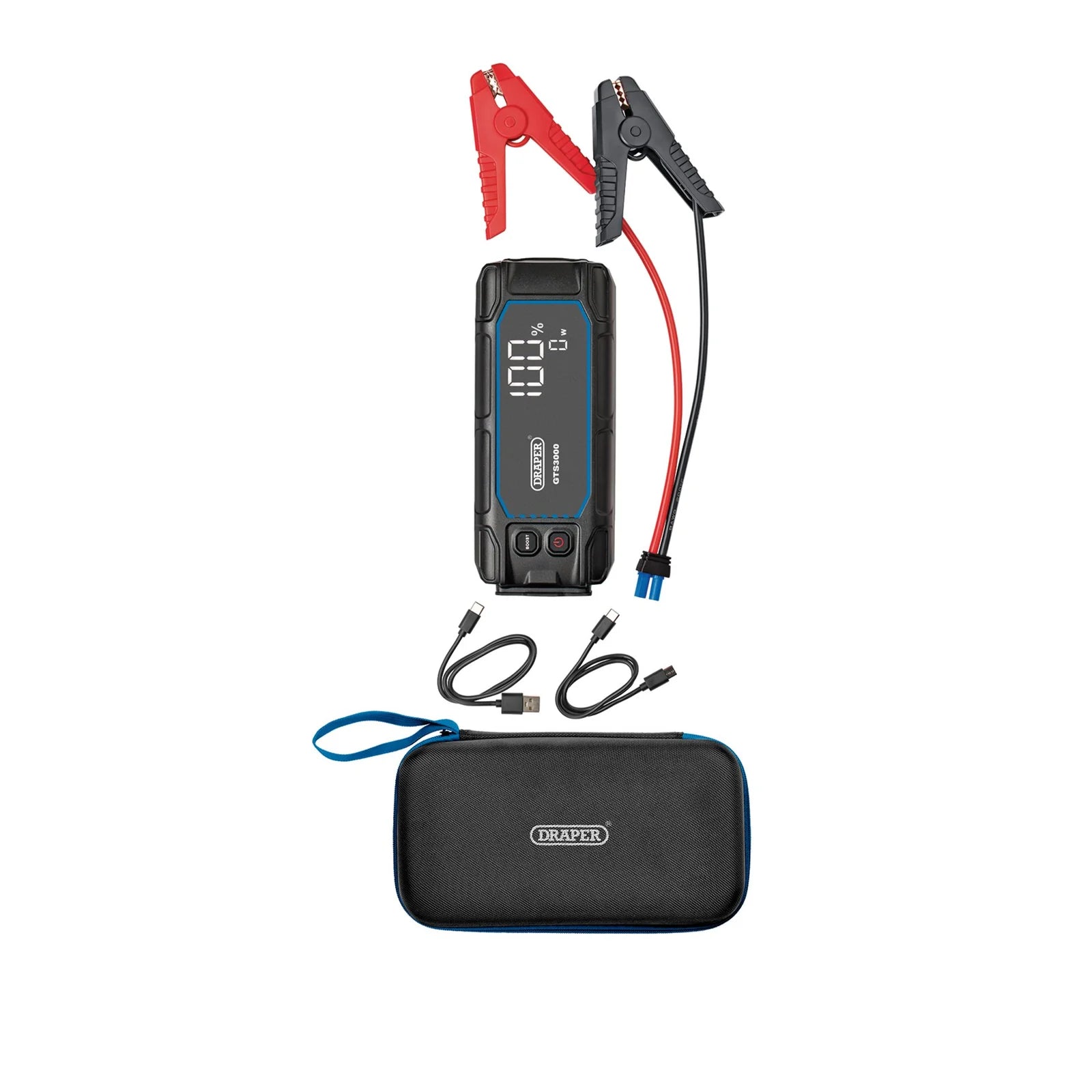 Draper 12V Lithium Jump Starter with Digital Display, 3000A - GTS3000