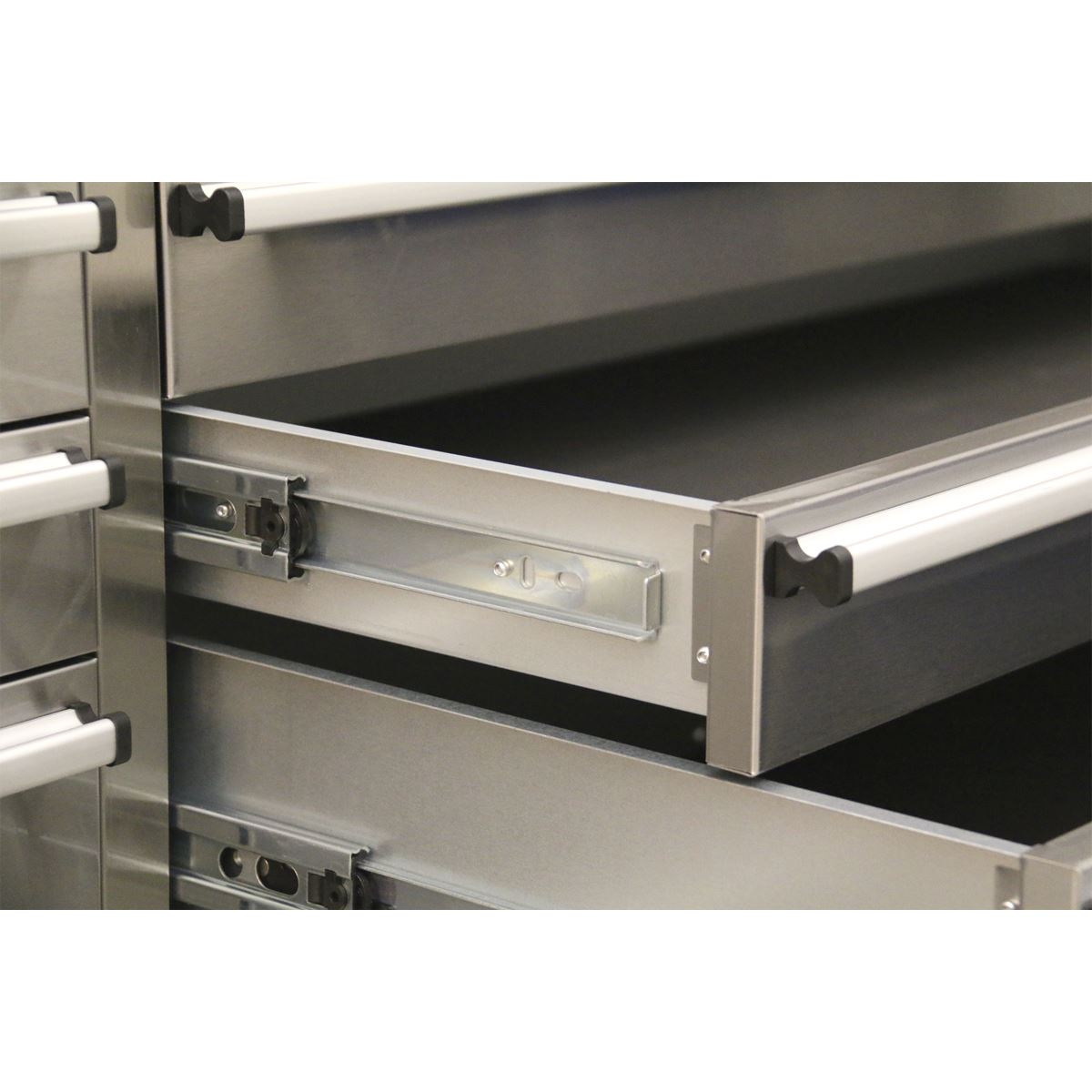 Sealey Mobile Stainless Steel Tool Cabinet 10 Drawer with Backboard & 2 Wall Cup