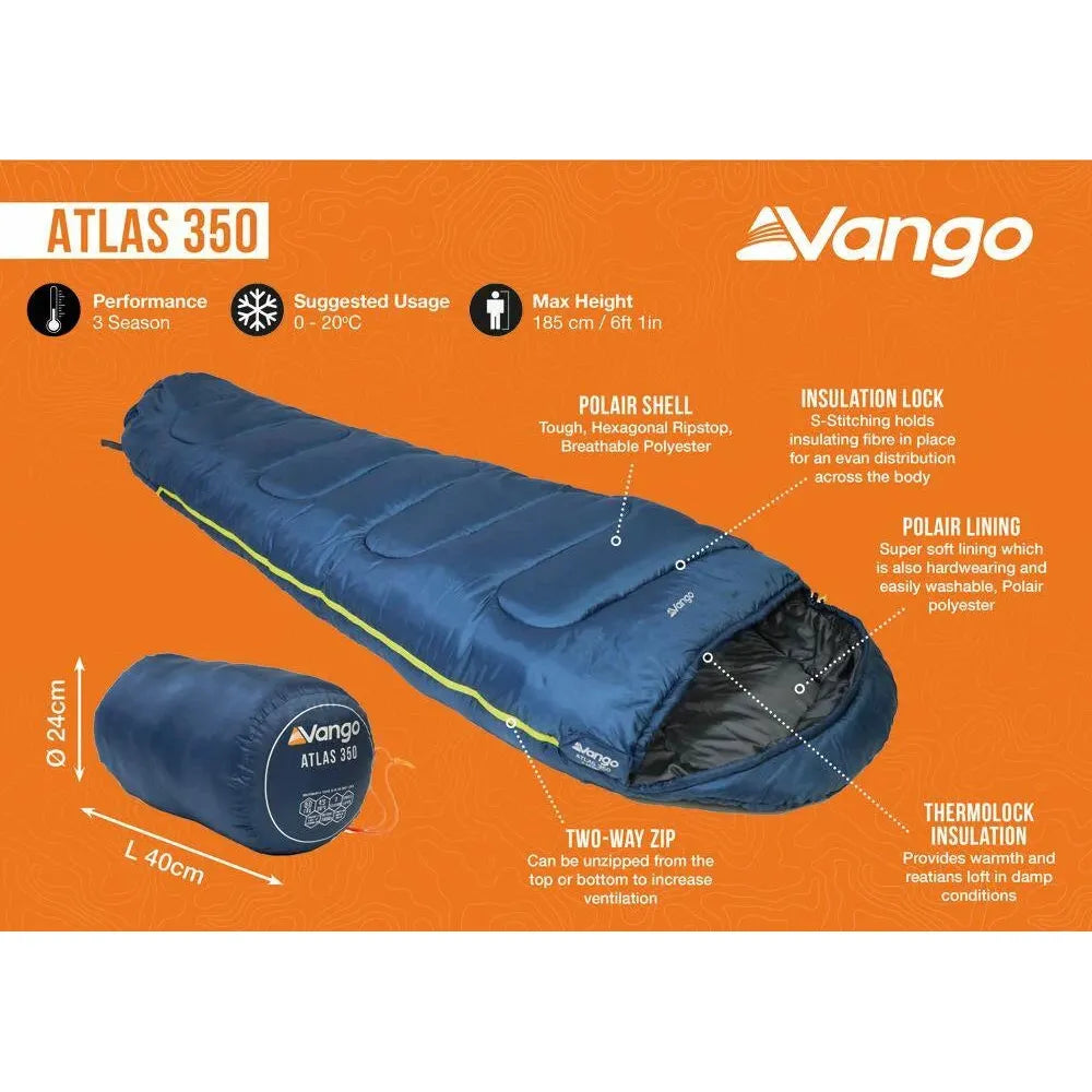 Vango Atlas 350 Ink Blue Sleeping Bag Single