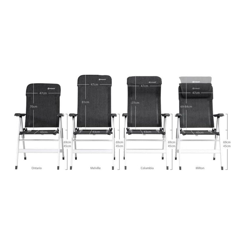 Outwell Ontario Adjustable Folding Camping Caravan Motorhome Chair Charcoal
