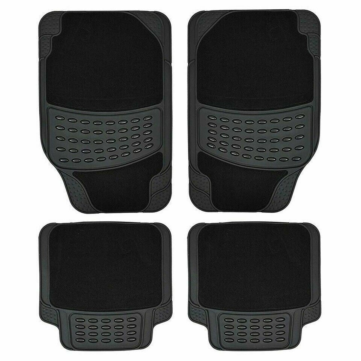Heavy Duty Rubber & Carpet Floor Mats Set  Universal Fit