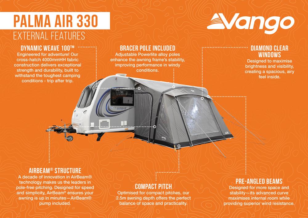 Vango Palma Air 330 Caravan Awning Inflatable Cloud Grey
