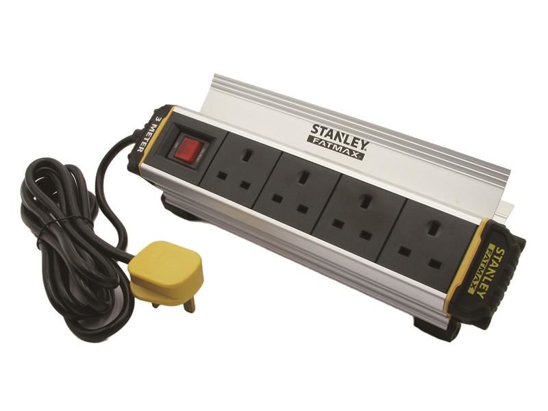 STANLEY Electrical 4-Gang IP20 Powerboard with Clamp 3m