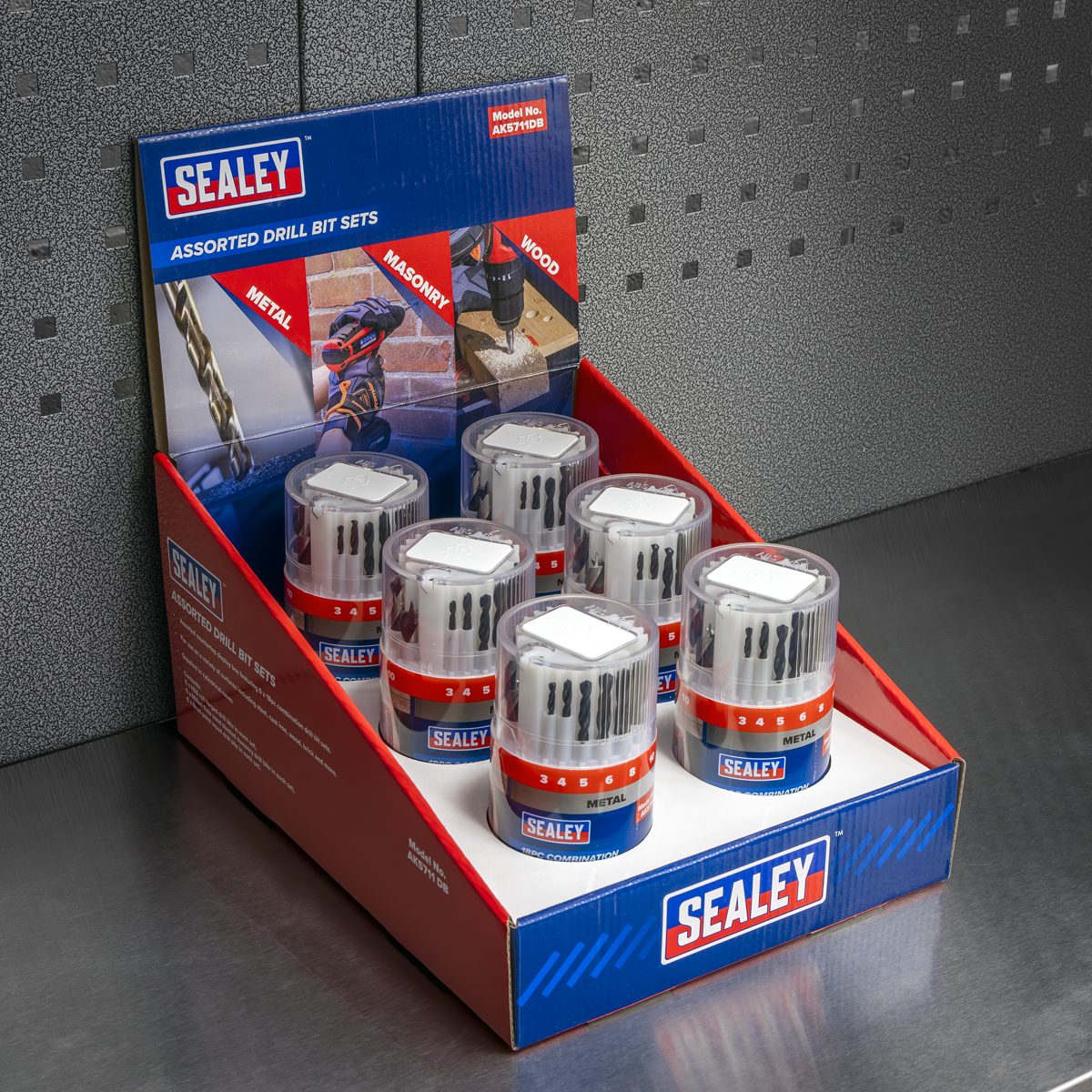 Sealey Combination Drill Bit Set 18-Piece HSS/Masonry/Wood